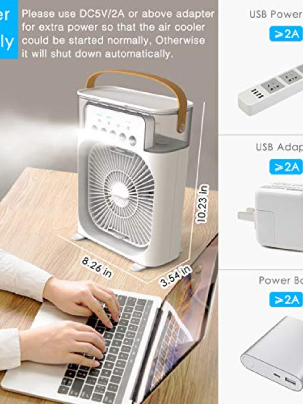 New in box NTMY Portable Air Conditioner Fan, Mini Evaporative Air Cooler with 7 - Picture 5 of 7